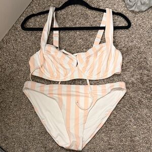 Victoria's Secret Peach and White Striped Bikini